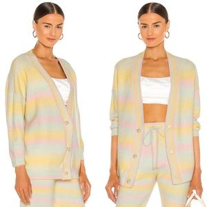 OLIVIA RUBIN Cecily Dégradé Knit Cardigan Sweater Pearl Pastel Ombré XS